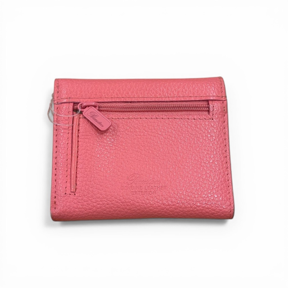 Buxton 1898 Trifold Mini Wallet Coral Pink Leather Compact - Picture 2 of 11